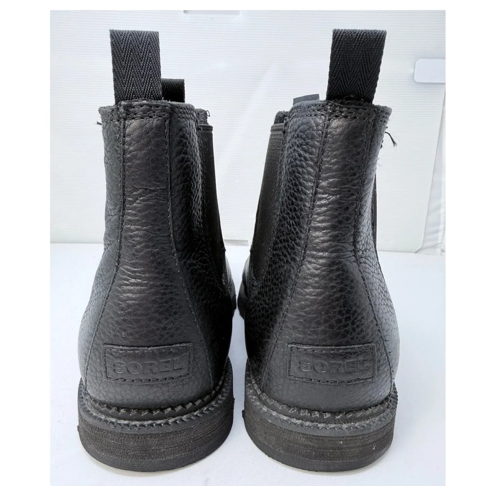 Sorel Madson Chelsea Waterproof Boots Mens 10.5 Black Leather NM3474-010